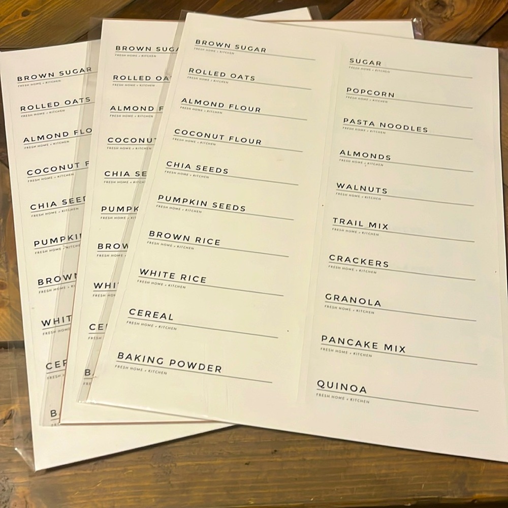 1x4” long pantry label stickers, NWT. 20 stickers total per pack, price per pack